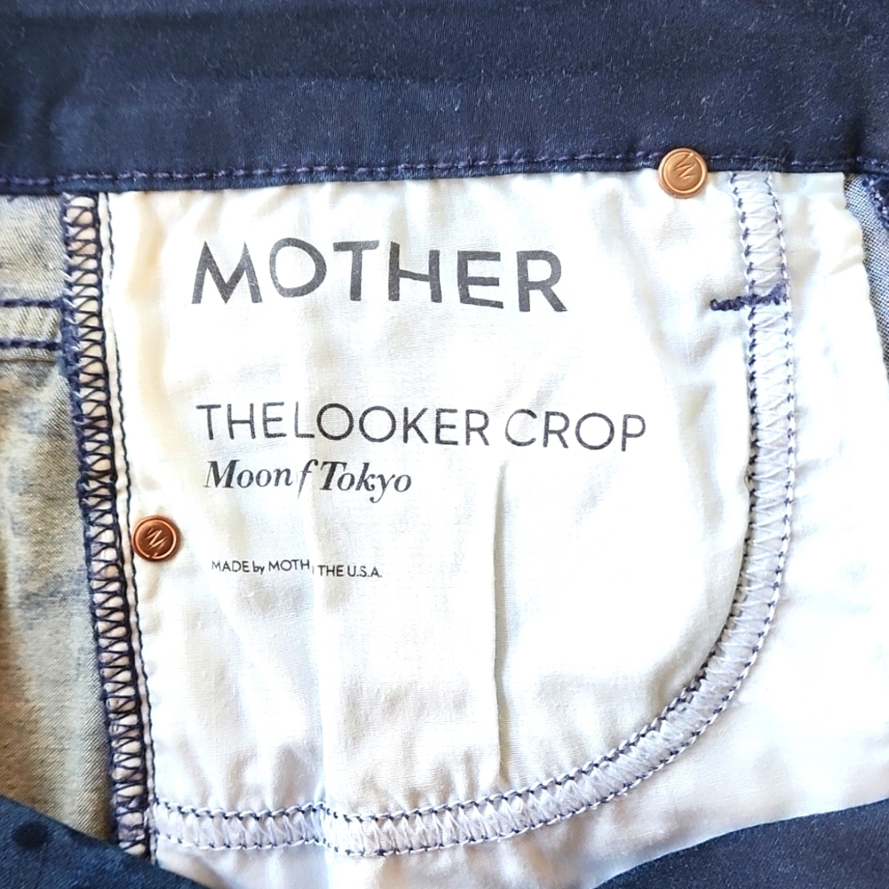 MOTHER Denim The Looker Blue Moon of Tokyo Cotton Crop Pants Size 25 - Picture 8 of 13
